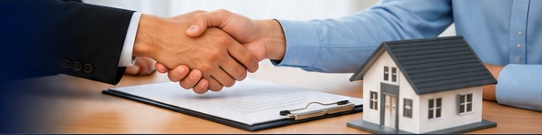 Insurance agent and client handshake